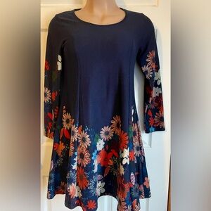 Sacred Threads Navy Floral Dress Size L/XL